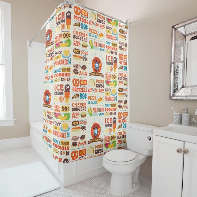 Monster Foodies Pattern Shower Curtain (In Situ)