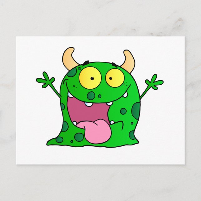Monster Funny Comic Drawing Cartoon Cute Happy Postcard (Front)