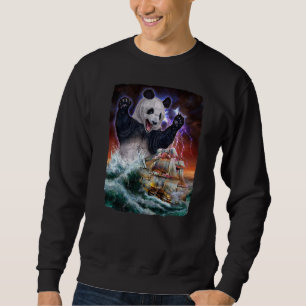 Monster Giant Panda As Kraken Attack A War Ship At Sweatshirt