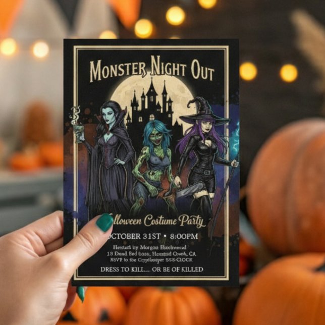 Monster Girls Night Out Fun Halloween Party  Invitation (Creator Uploaded)