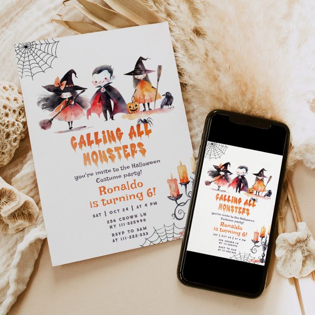 Monster Halloween Costume party boy birthday Invitation (Creator Uploaded)