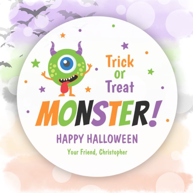 Monster Halloween Party Favours Sticker Tags (Monster Halloween Party Favors Sticker Tags)