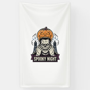 Monster Halloween Shirt with Pumpkin Moon Engravin Banner