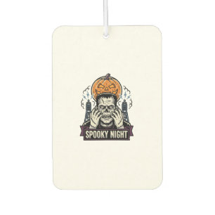 Monster Halloween Shirt with Pumpkin Moon Engravin Car Air Freshener