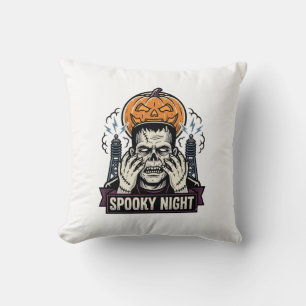 Monster Halloween Shirt with Pumpkin Moon Engravin Cushion