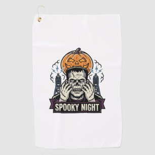 Monster Halloween Shirt with Pumpkin Moon Engravin Golf Towel