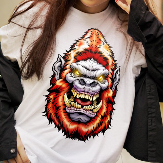 Monster Head: Big Foot Yeti Sasquatch Red T-Shirt (Creator Uploaded)