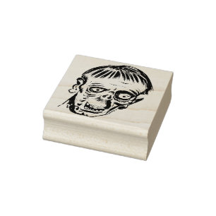 Monster head illustration art stamp