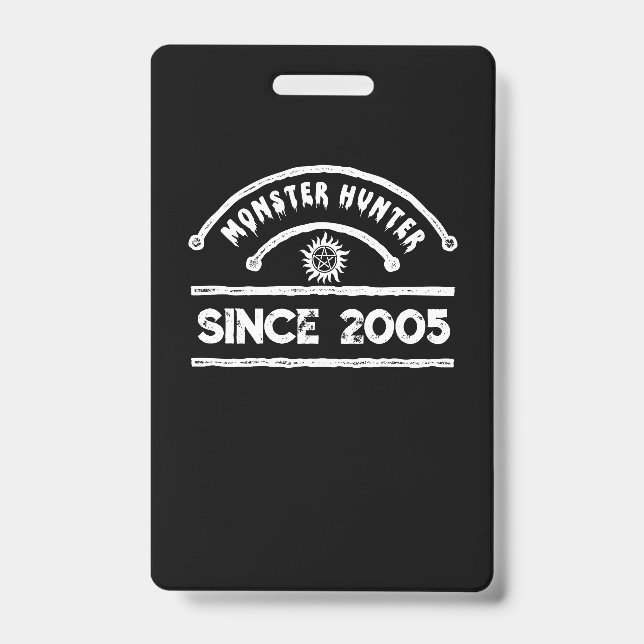 Monster Hunter Sigil Distressed Typography ID Badge (Front)