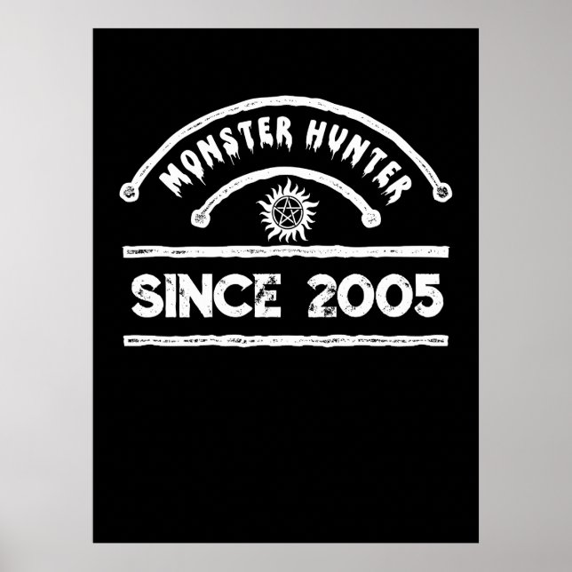 Monster Hunter Sigil Distressed Typography Poster (Front)
