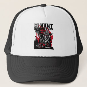 Monster hunter warrior comic book cover trucker hat