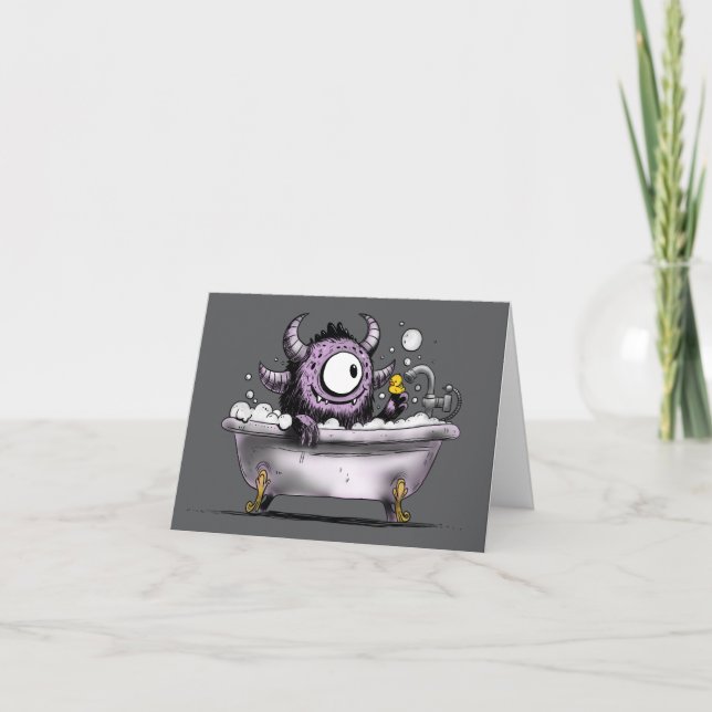 Monster in Bubble Bath Card (Front)