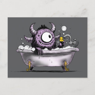 Monster in Bubble Bath Postcard