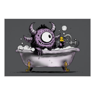 Monster in Bubble Bath Poster
