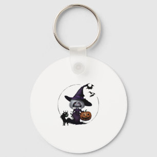 Monster In Halloween Sticker Key Ring