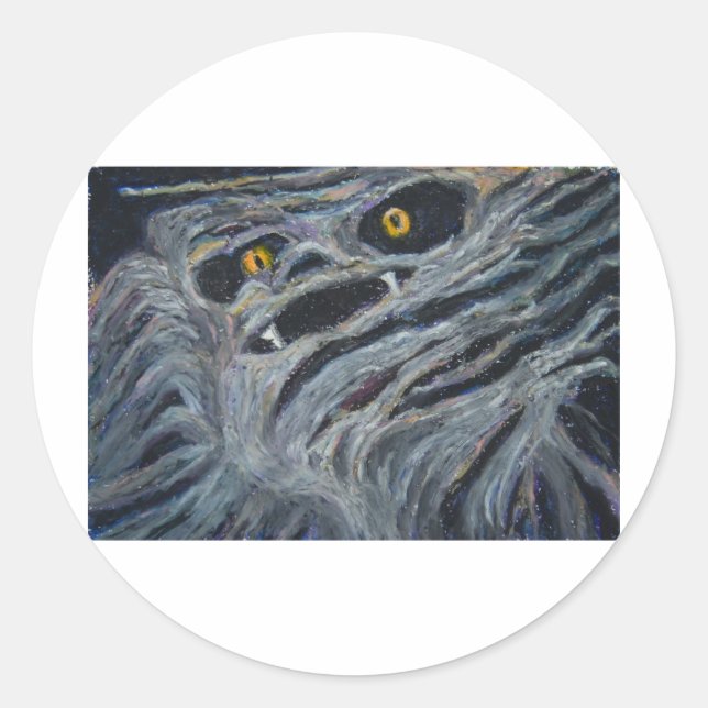 Monster in the wood classic round sticker (Front)