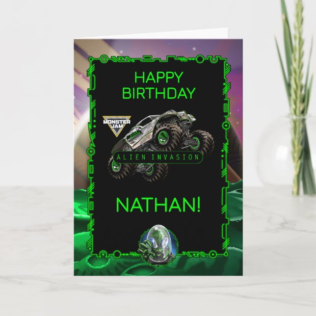 Monster Jam - Alien Invasion Birthday Card (Front)