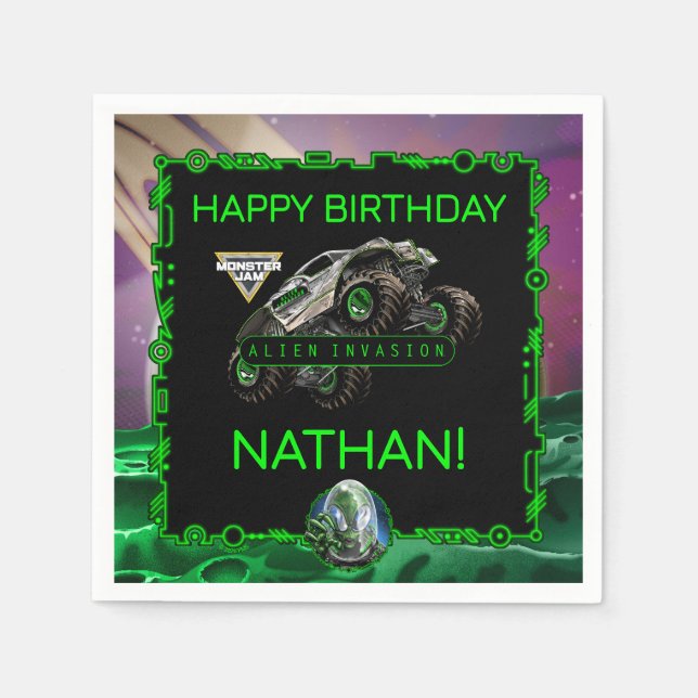 Monster Jam - Alien Invasion Birthday Napkin (Front)