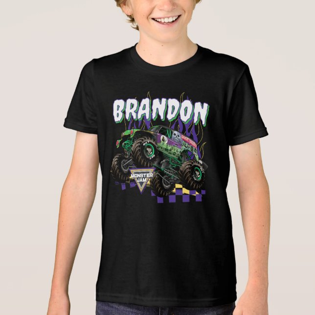 Monster Jam Grave Digger - Personalised Tri-Blend Shirt (Front)