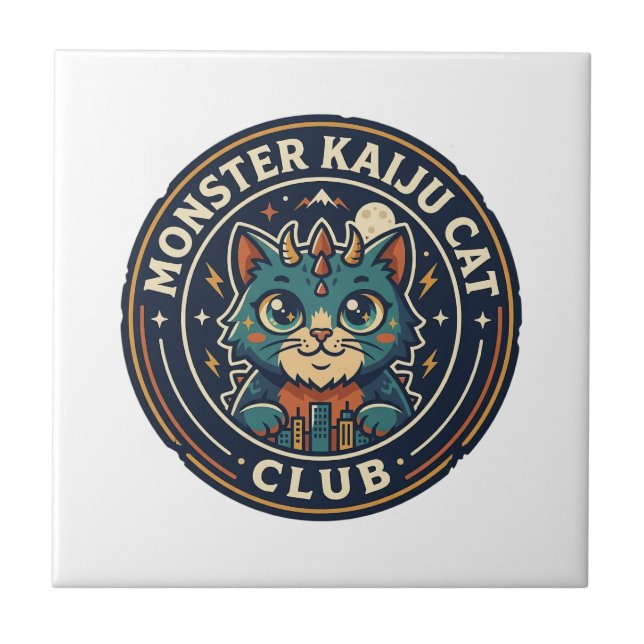 Monster Kaiju Cat Cat Graphic Tee Art - Monster Ka Tile (Front)