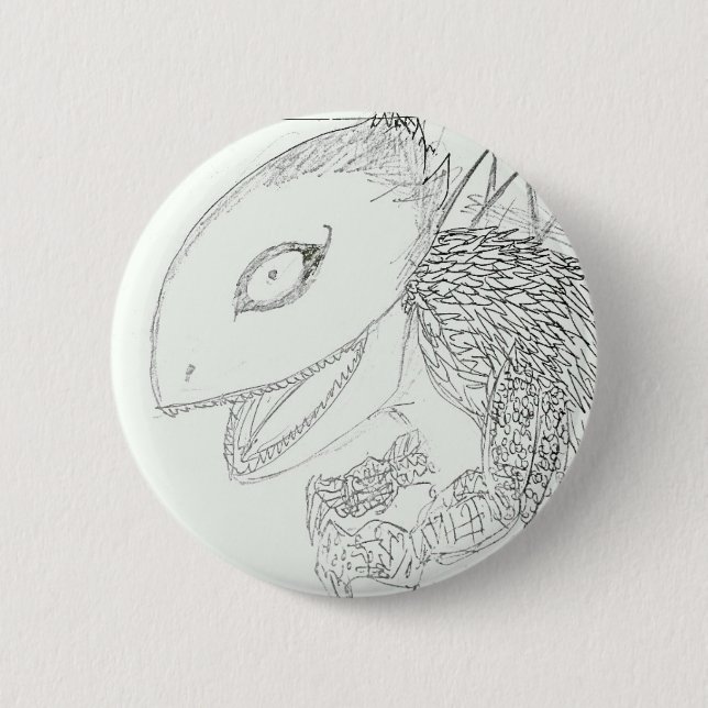 monster lizard cartoon 6 cm round badge (Front)