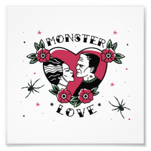 Monster Love Bride of Frankenstein Vintage Tattoo Photo Print