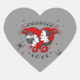 monster love rockabilly frankenstein valentine heart sticker