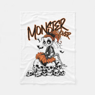 Monster Lover Fun Skeleton Ghoul Cute Vintage Hall Fleece Blanket
