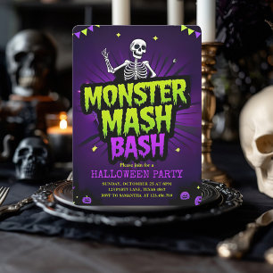 Monster Mash Bash Halloween Party   Spooky Holiday Card