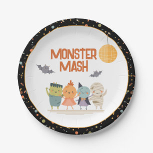 Monster Mash Costume Party Kids Halloween Paper Plate