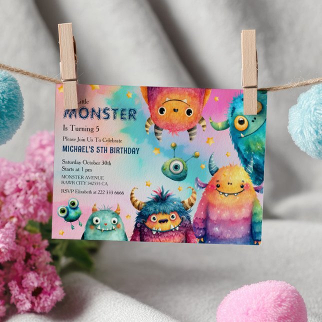 Monster Mash Cute Whimsical Kids' Birthday Party Invitation (Creator Uploaded)