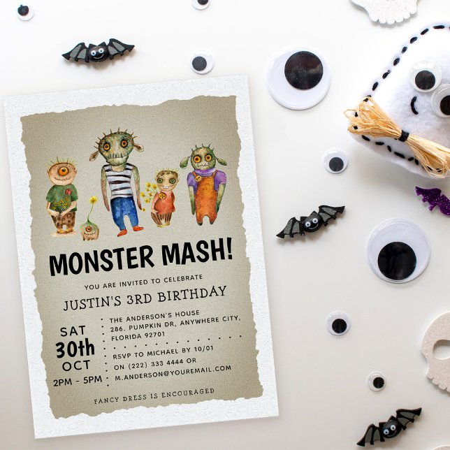 Monster Mash Halloween Kids Birthday  Invitation (Creator Uploaded)