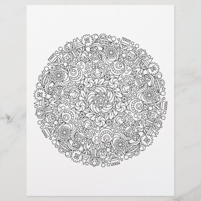 Monster Mash Halloween Mandala Colouring Page (Front)