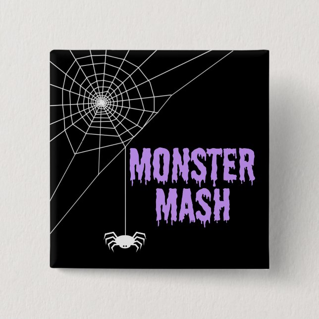 Monster Mash Halloween Spider Web 15 Cm Square Badge (Front)