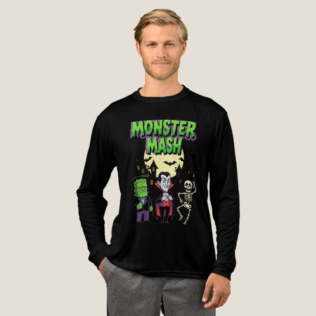 Monster Mash Halloween T-Shirt | Retro Classic  Tri-Blend Shirt (Full Front)