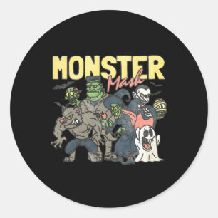 Monster Mash Happy Halloween Spooky Season Trick O Classic Round Sticker
