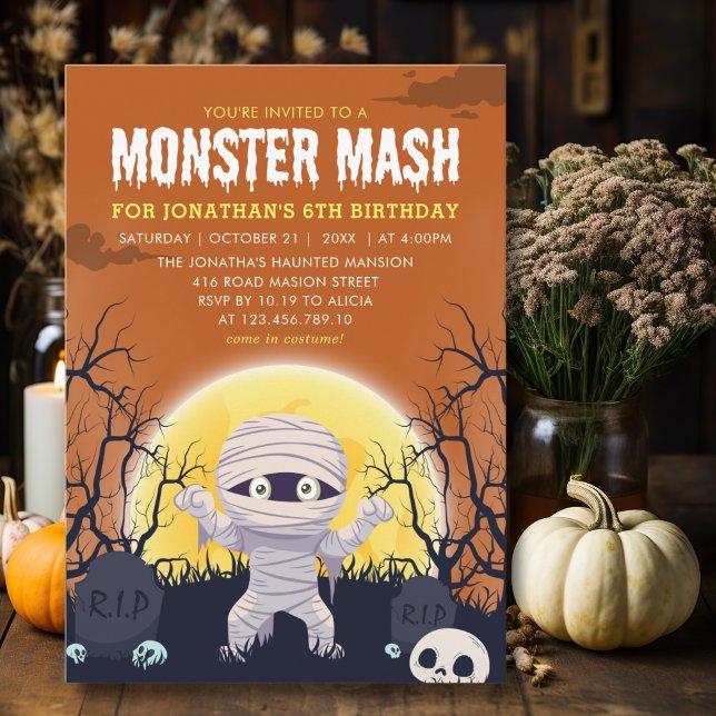 Monster Mash Kids Birthday Party Halloween Invitation (Creator Uploaded)