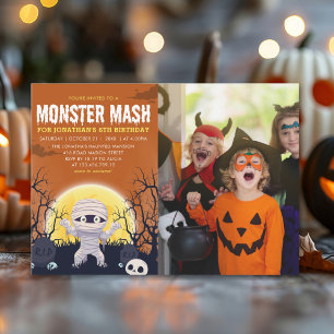 Monster Mash Kids Birthday Party Halloween Invitation