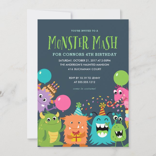 MONSTER MASH KIDS BIRTHDAY PARTY INVITATION invite (Front)