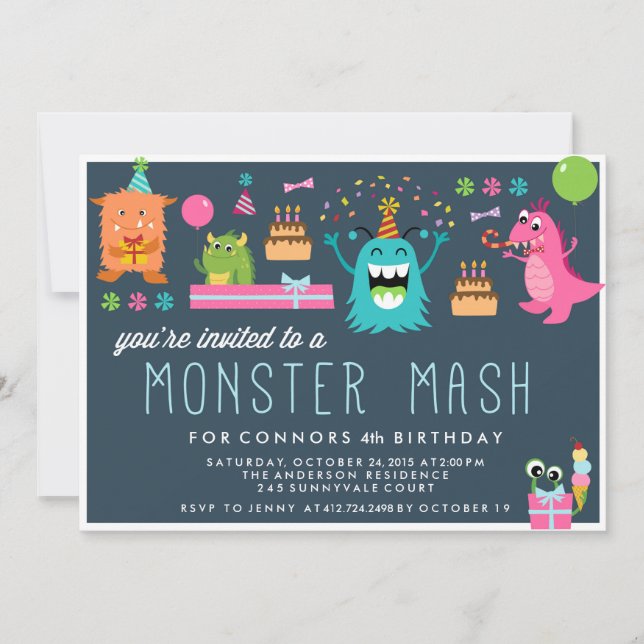 MONSTER MASH KIDS BIRTHDAY PARTY INVITATION invite (Front)