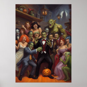 Monster Mash Mayhem Halloween Party Dance Floor Poster