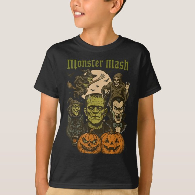 Monster Mash Retro Halloween Funny Monster Soky Wo T-Shirt (Front)
