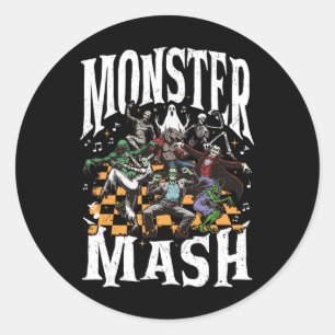 Monster Mash Retro Halloween Funny Monster Spooky  Classic Round Sticker