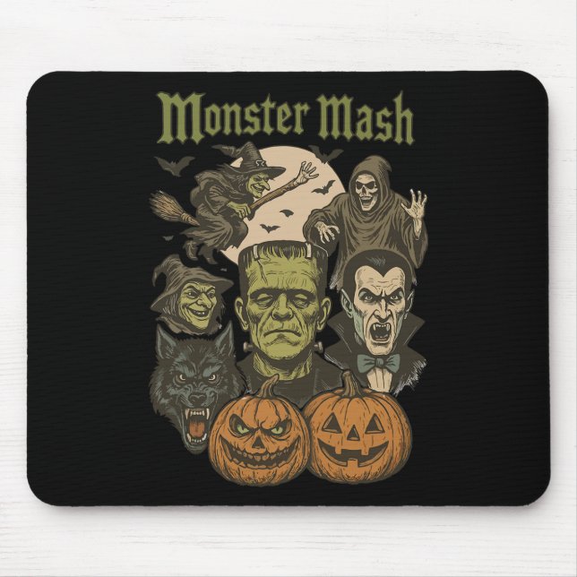 Monster Mash Retro Halloween Funny Monster Spooky  Mouse Pad (Front)
