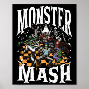 Monster Mash Retro Halloween Funny Monster Spooky Poster