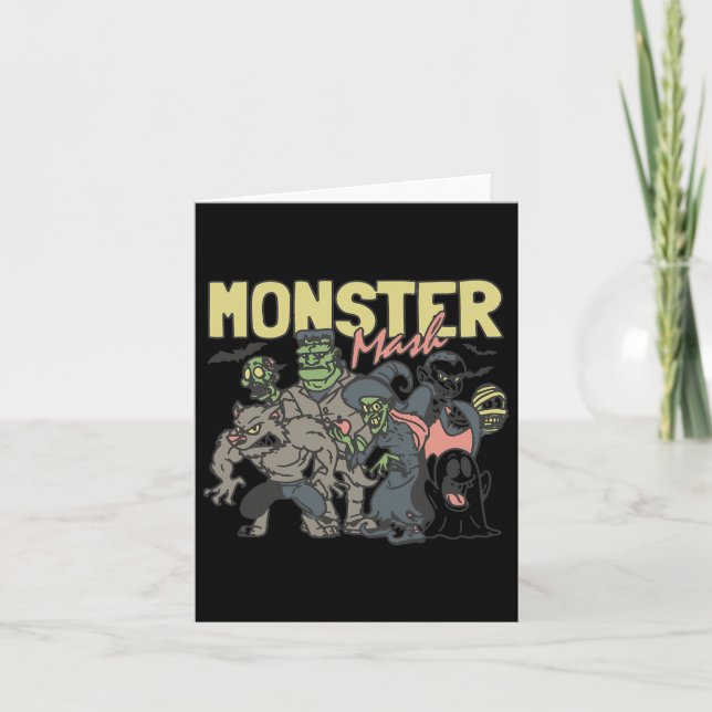 Monster Mash Vintage Ghost Halloween  Card (Front)