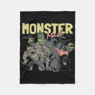 Monster Mash Vintage Ghost Halloween Fleece Blanket