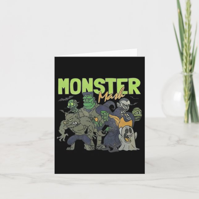 Monster Mash Vintage Ghost Halloween Funny  Card (Front)
