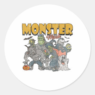 Monster Mash Vintage Ghost Halloween Funny Classic Round Sticker