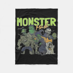 Monster Mash Vintage Ghost Halloween Funny Fleece Blanket